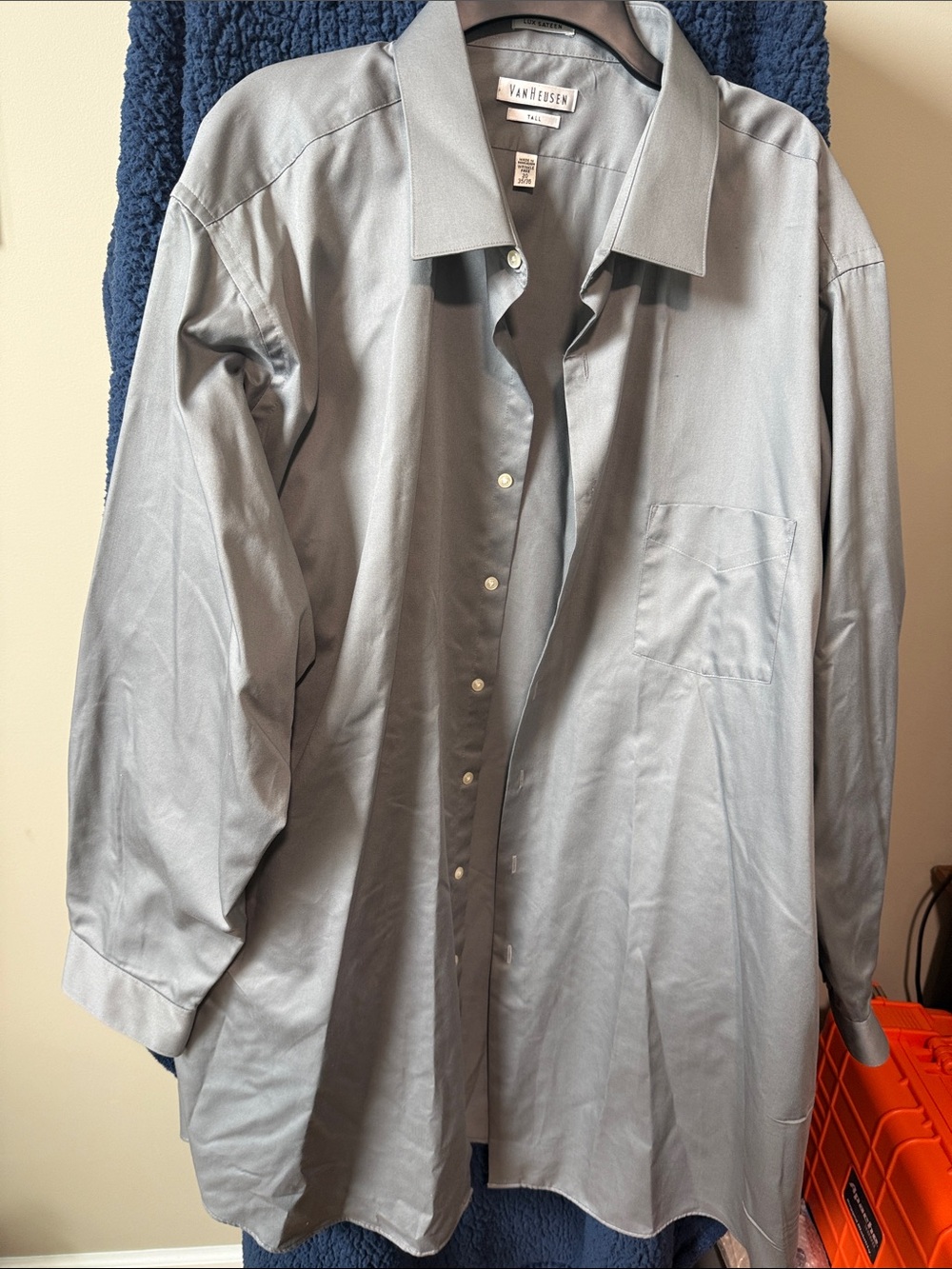 Van Heusen Light Gray Men's Dress Shirt  - Size 20 35/36 (127)